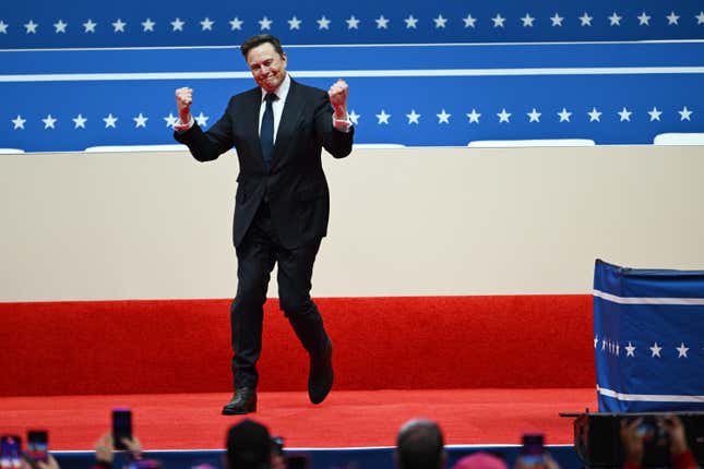 Tesla CEO Elon Musk celebrates at President Donald Trump’s inauguration on January 20, 2025.