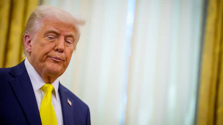 Image for The Dow climbs 400 points as Trump backs off Powell and Tesla stock rallies