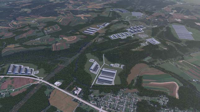 rendering of the overview of the data center campus surrounded by green space