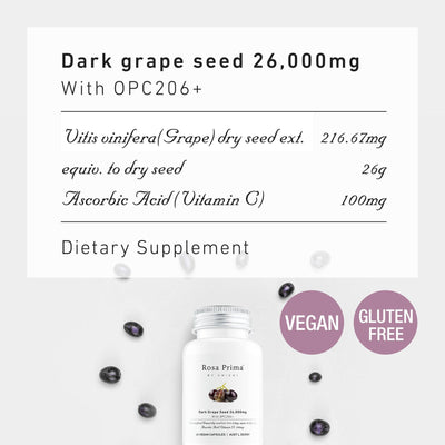 Unichi Rosa Prima Dark Grape Seed 26000mg with OPC206+ - Unichi Wellness